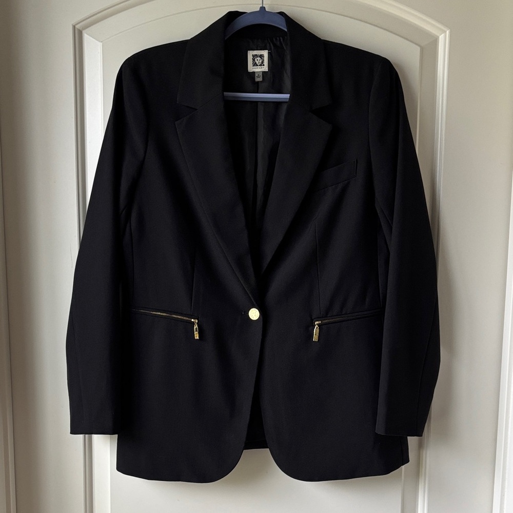 Anne Klein Blazer- Black w/ Gold Buttons & Zippers- Medium